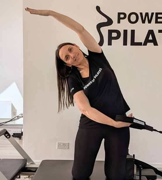 Claire on the reformer at Power of Pilates in Reading, berkshire